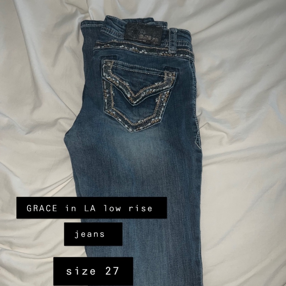 Grace in LA Women's Low Rise Blue Jeans